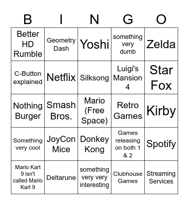 Switch 2 Direkt Bingo Card