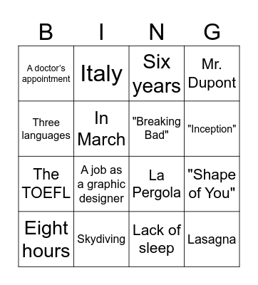 Present Perfect and Present Perfect Continuous Bingo Card