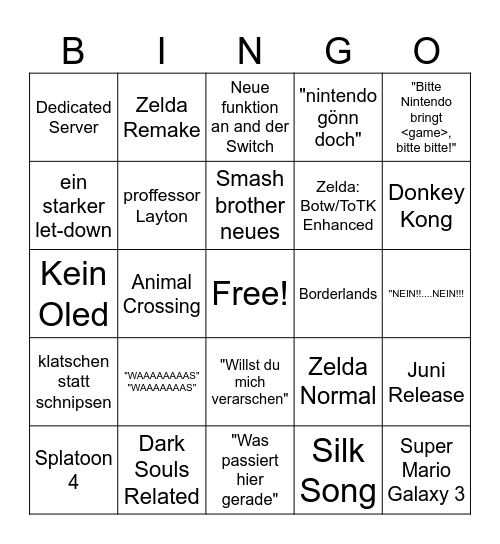 Domtendo+Nintendo Bingo Card