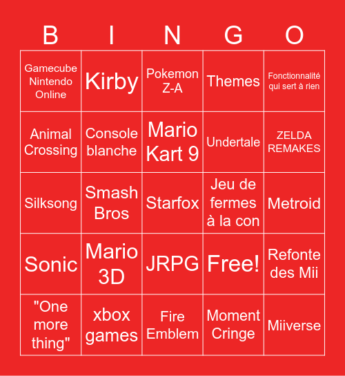SWITCH 2 Bingo Card