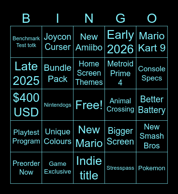 Switch 2 Direct Bingo Card