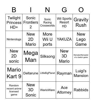 Switch 2 Direct Bingo Card