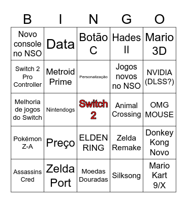 Switch 2 Bingo Card