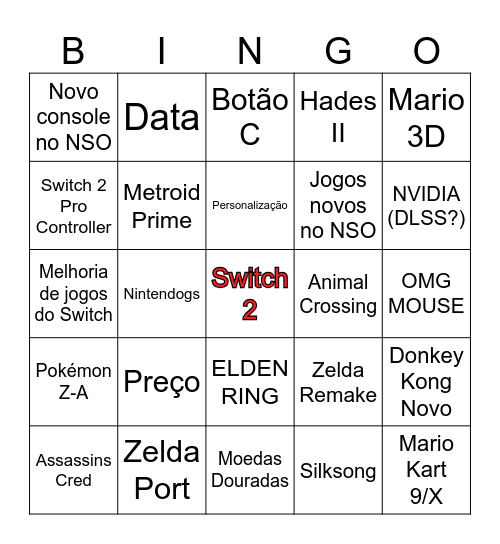 Switch 2 Bingo Card