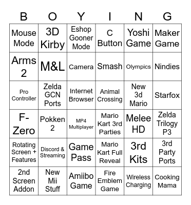 Boying Switch2 Bingo Card