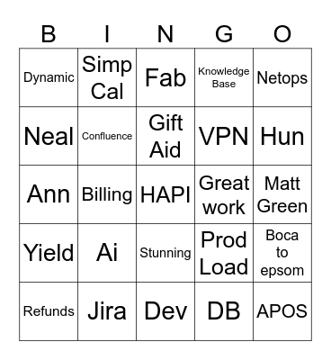 Accesso Word Bingo Card