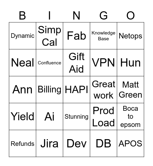 Accesso Word Bingo Card