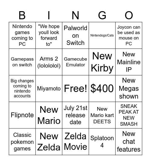 Swooooo Bingo Card
