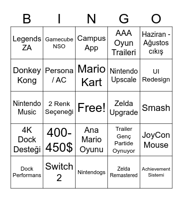 Switch LANSMAN Bingo Card