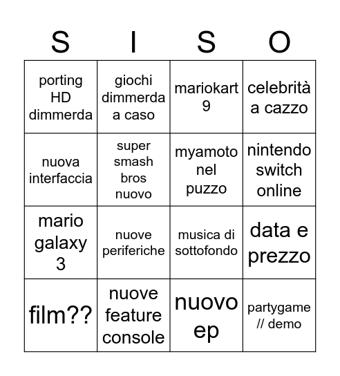SWITCH 2 Bingo Card