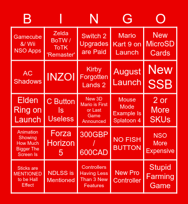 Switch 2 Reveal Bingo!!! Bingo Card