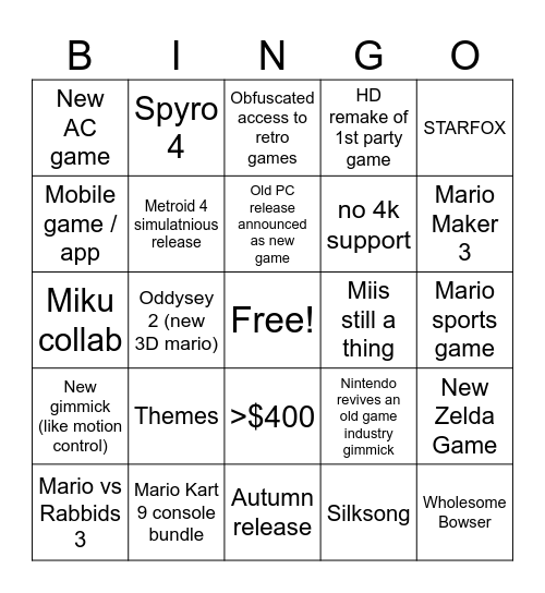 Untitled Bingo Card