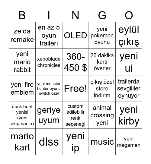 Switch 2 Bingo Card