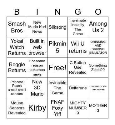 Switch 2 Bingo Card