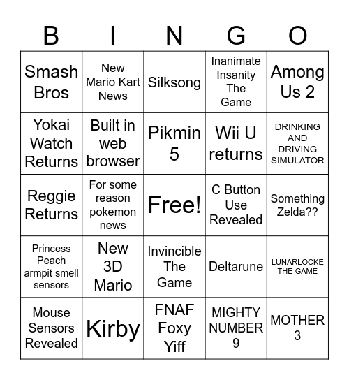 Switch 2 Bingo Card