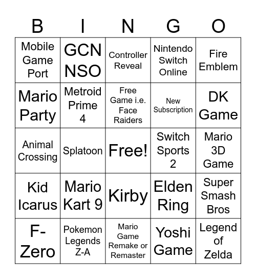 Untitled Bingo Card