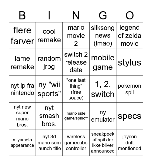 switch 2 direct Bingo Card