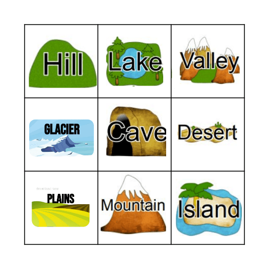 Physical Features Bingo Card