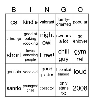 sleepy bingo Card