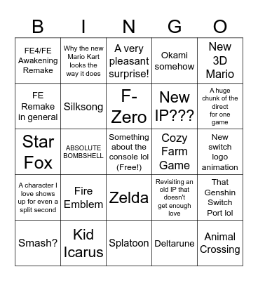 Switch2 Direct Bingo Card