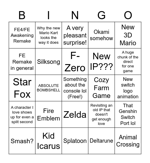 Switch2 Direct Bingo Card