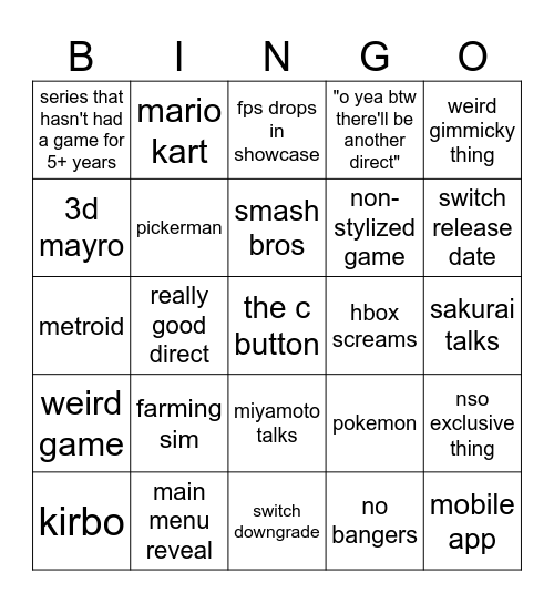 switch 2 bingos Bingo Card