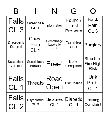 Call Take Bingo Card