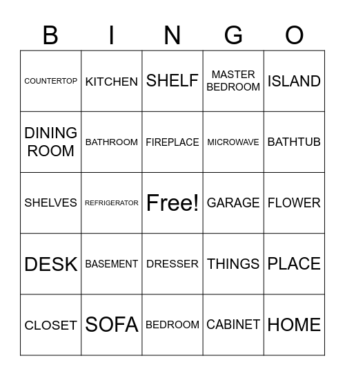 CP ASL 2 Home/Furniture Bingo Card