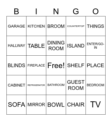 HON ASL 2 Home/Furniture Bingo Card