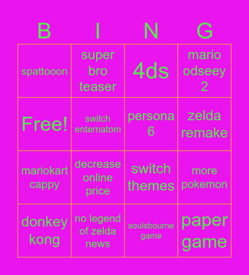 Gay Bingo Card