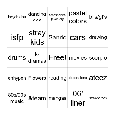 Nele’s bingo 🌸 Bingo Card