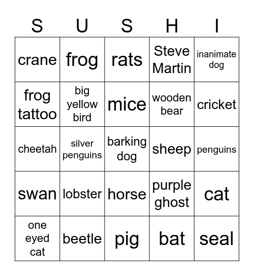 Parker Cozy Bingo Card