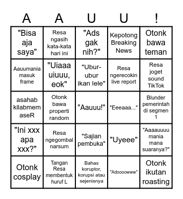 Meet Nite Live Bingo Card