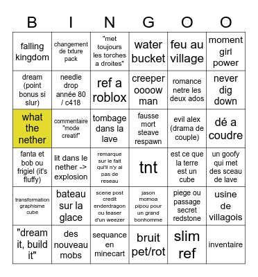 minecraft Bingo Card