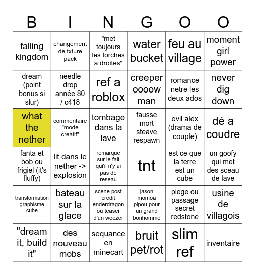 minecraft Bingo Card