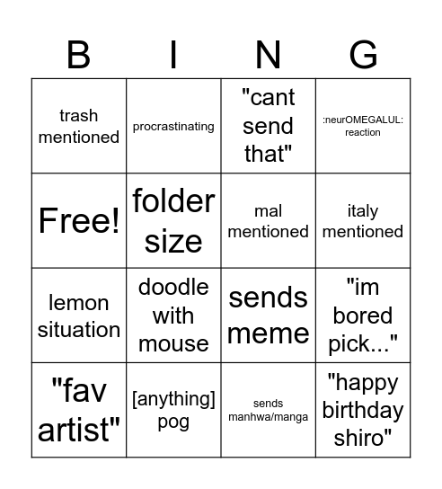 Youtube.link/guy Bingo Card