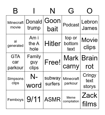 instagram reels Bingo Card
