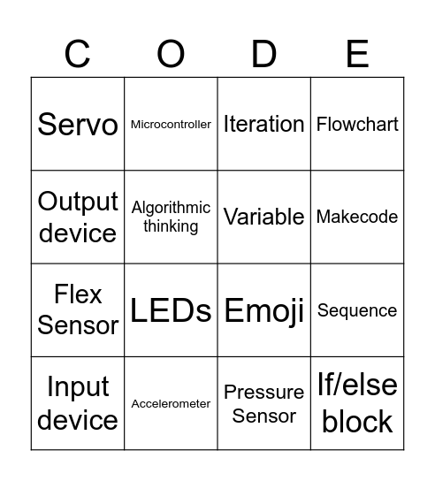 micro:bit Bingo Card