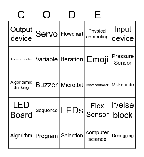 micro:bit Bingo Card