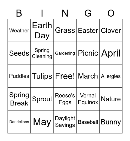 Spring Bingo Card