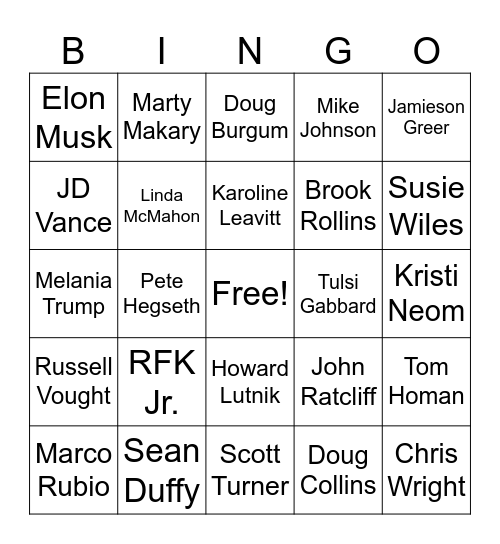 Trump v2. Bingo Card