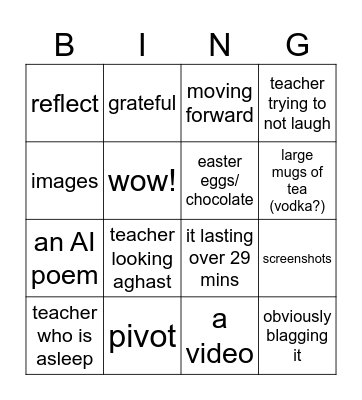End of term meeting bingo Card