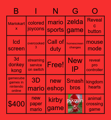 Nintendo Direct Bingo Card