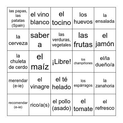 Lotería Bingo Card