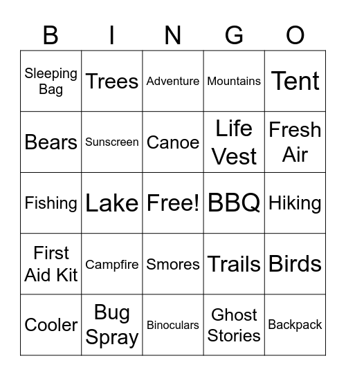 Happy Campers BINGO Card