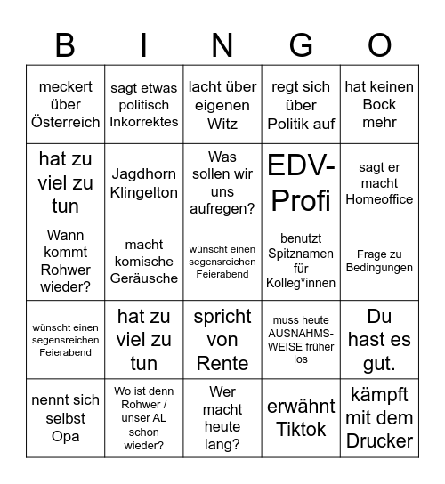 OPA UWE Bingo Card