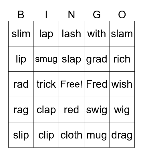 Phonetic Skill 1 Bingo Card