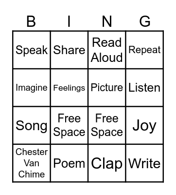 Poetry Bingo Card