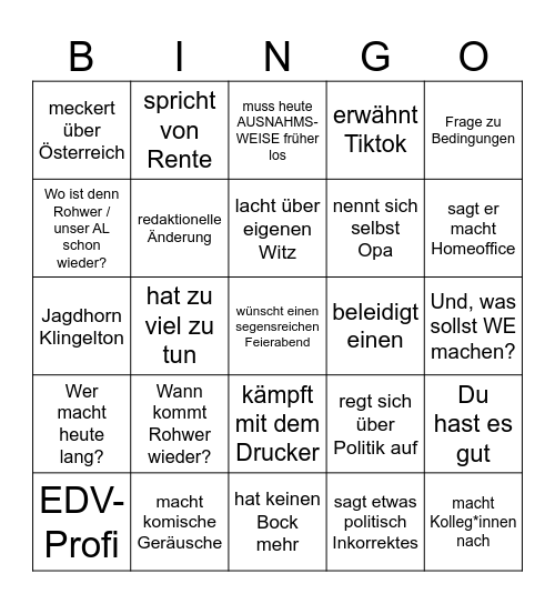 OPA UWE Bingo Card