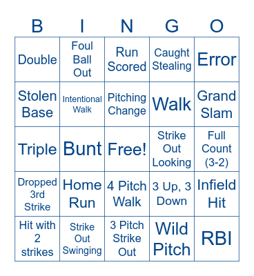 Pirates Baseball Bingo Card